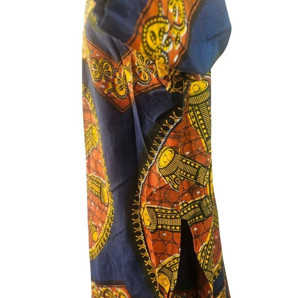Handmade Y2K African 2-Pc Set Women Sz M/L Embroidery Ankara Tunic + Midi Skirt - Picture 7 of 9